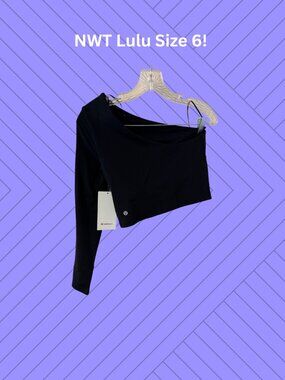 lululemon athletica One-Shoulder Long Sleeve Crop Top in Black
